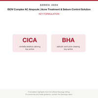 ISOV Complex AC Ampoule | Acne Treatment & Sebum Control Solution key formulation card