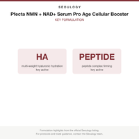Pfecta NMN + NAD+ Serum Pro Age Cellular Booster key formulation card