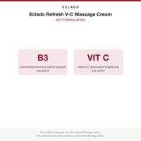 Eclado Refresh V-C Massage Cream key formulation card
