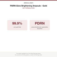 PDRN Glow Brightening Ampoule Gold key formulation card