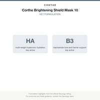 Corthe Brightening Shield Mask 10 key formulation card