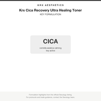 Krx Cica Recovery Ultra Healing Toner key formulation card