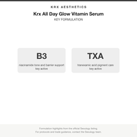 Krx All Day Glow Vitamin Serum key formulation card