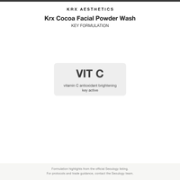 Krx Cocoa Facial Powder Wash key formulation card