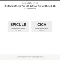 Krx Bioherb Derma Plus with Galvanic Therapy Bioherb 50 key formulation card