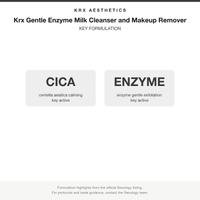 Krx Gentle Enzyme Milk Cleanser and Makeup Remover key formulation card