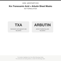 Krx Tranexamic Acid + Arbutin Sheet Masks key formulation card
