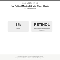 Krx Retinol Medical Grade Sheet Masks key formulation card
