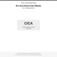 Krx Cica Home Care Masks key formulation card