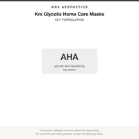 Krx Glycolic Home Care Masks key formulation card