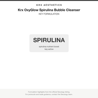 Krx OxyGlow Spirulina Bubble Cleanser key formulation card