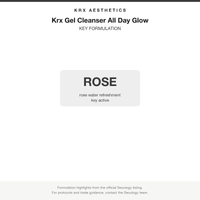 Krx Gel Cleanser All Day Glow key formulation card