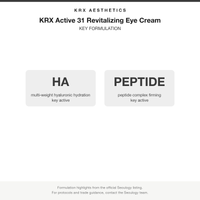 KRX Active 31 Revitalizing Eye Cream key formulation card