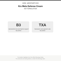 Krx Mela Defense Cream key formulation card