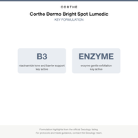 Corthe Dermo Bright Spot Lumedic key formulation card