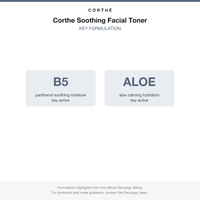Corthe Soothing Facial Toner key formulation card
