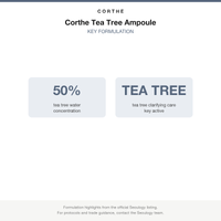 Corthe Tea Tree Ampoule key formulation card