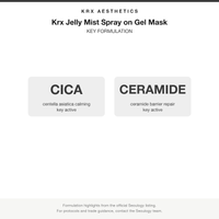 Krx Jelly Mist Spray on Gel Mask key formulation card