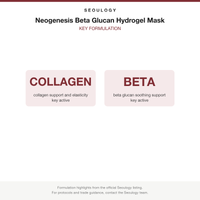 Neogenesis Beta Glucan Hydrogel Mask key formulation card