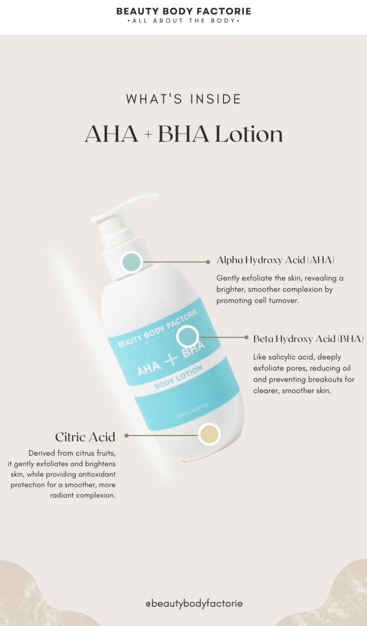 Beauty Body Factory AHA BHA body lotion