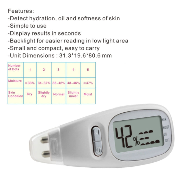 LCD Digital Skin Analyzer Facial Moisture Tester (White) 