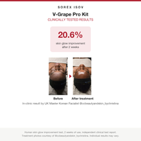 ISOV V-Grape Pro Kit clinical results: 20.6 percent skin glow improvement with before and after
